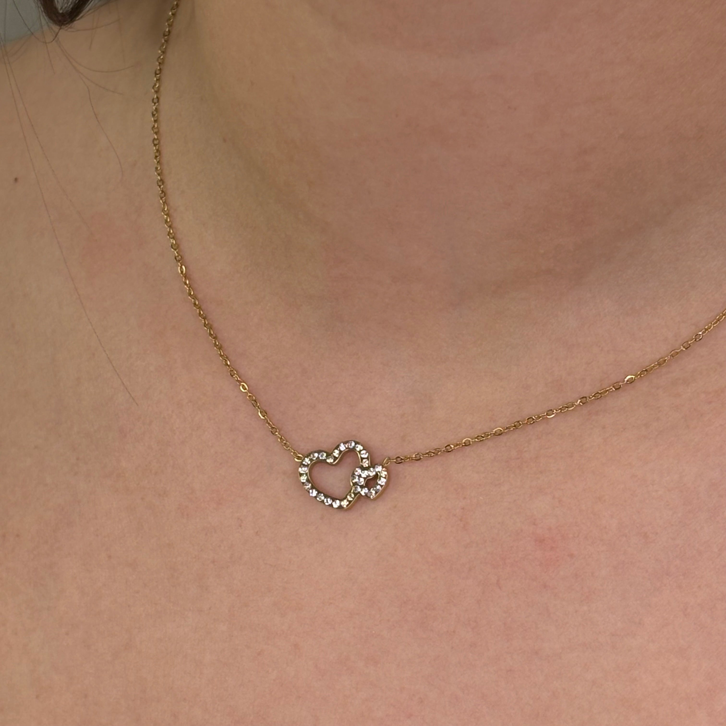 Collier cœurs strass